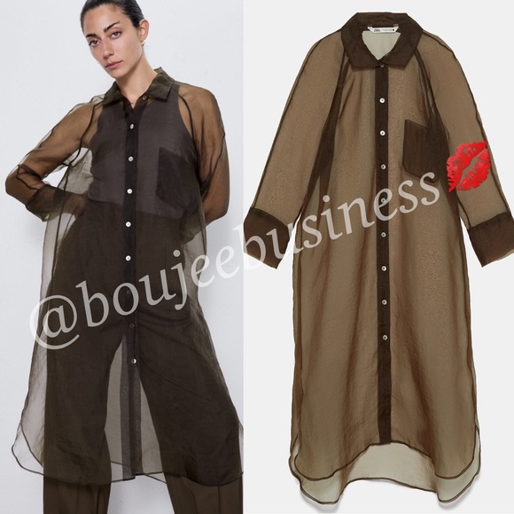 ZARA Long Organza Shirt - Picture 2 of 11